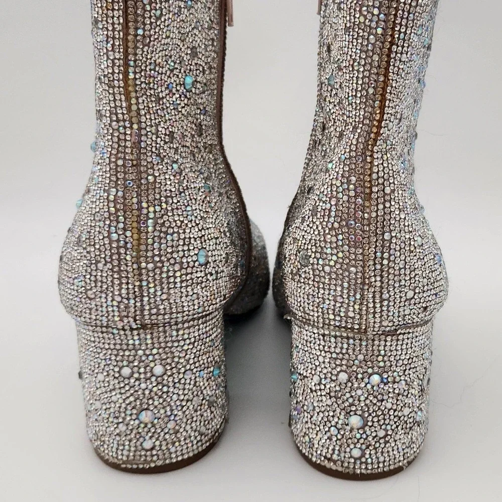 Betsey Johnson Kyla Ankle Booties Women 10 Blue Rhinestone Western Glam SB-KYLA